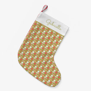 Petite Chaussette De Noël Bohème délicate floral bois vert personnalisé