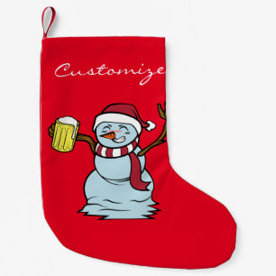 Petite Chaussette De Noël Boire de la bière Snowman Drunk Thunder_Cove 