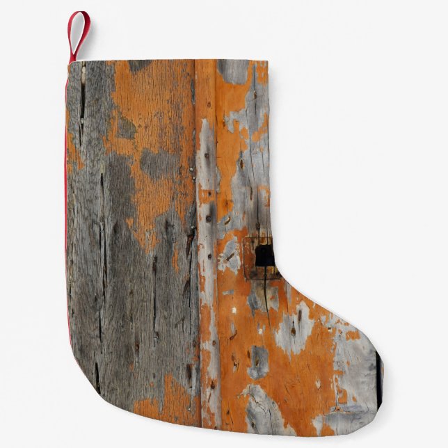 Petite Chaussette De Noël Bois orange et marron (Devant)
