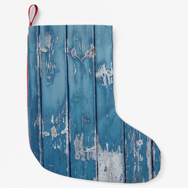 Petite Chaussette De Noël Bois turquoise et marron (Devant)