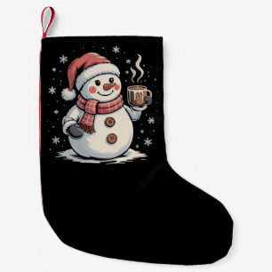 Petite Chaussette De Noël Boisson café bonhomme de neige mignon flocon de ne