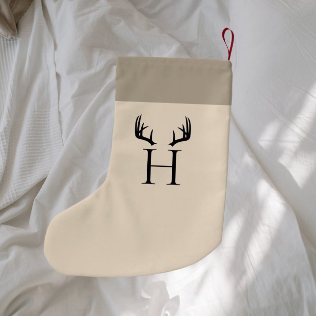 Petite Chaussette De Noël Boitiers modernes en monogramme beige (Créateur téléchargé)