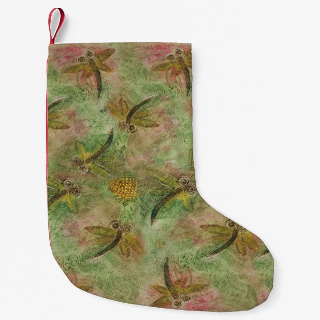 Petite Chaussette De Noël Bonbon en coton dragonfly (Devant)