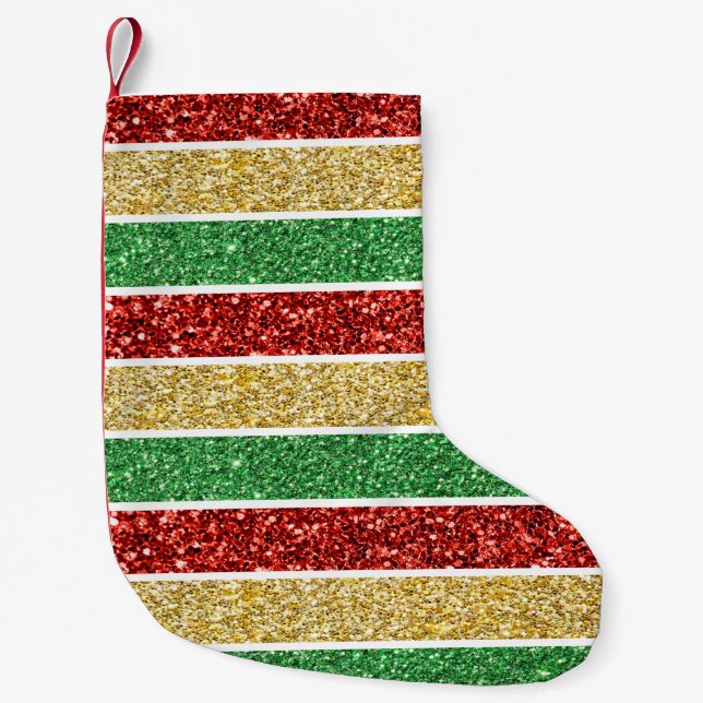 Petite Chaussette De Noël Bonbons de Noël Grandes Rouge Vert Doré Jaune (Devant)