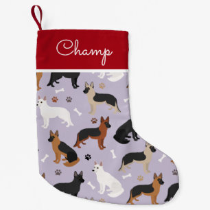 Petite Chaussette De Noël Bones bergers allemands et pattes Nom personnalis