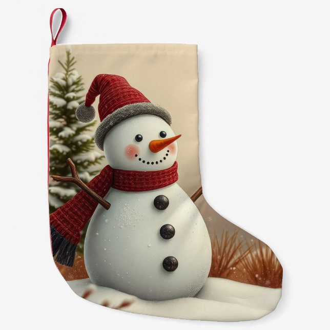Petite Chaussette De Noël bonhomme de neige (Devant)