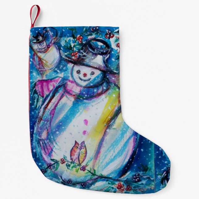 PETITE CHAUSSETTE DE NOËL BONHOMME DE NEIGE AVEC HIBOU (Devant)