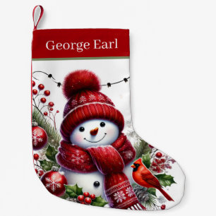 Petite Chaussette De Noël Bonhomme de neige de Noël avec nom