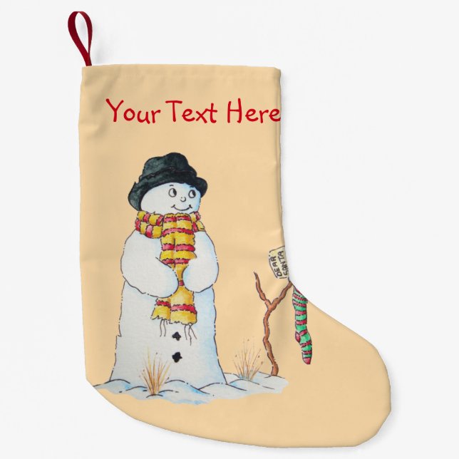 Petite Chaussette De Noël Bonhomme de neige mignon de Noël dans le patchwork (Devant)