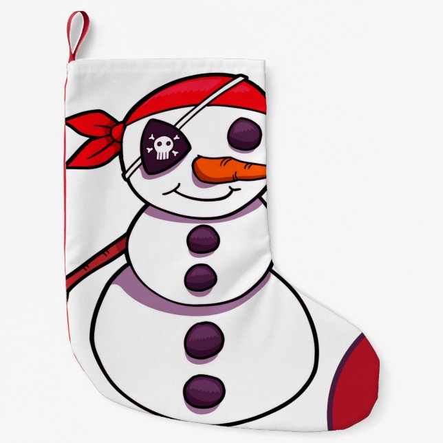 Petite Chaussette De Noël bonhomme de neige pirate Noël (Devant)