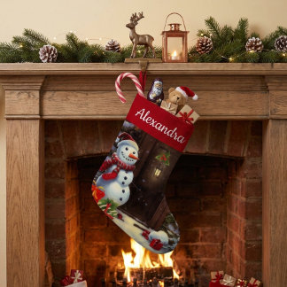 Petite Chaussette De Noël Bonhomme de neige Scène de Noël vintage Petit S de