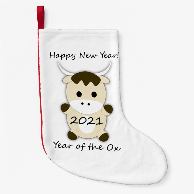 Petite Chaussette De Noël Bonne année 2021 Année du boeuf (Devant)