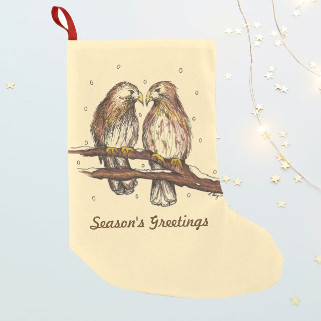 Petite Chaussette De Noël Bonnes Fêtes Red Tail Hawk Oiseau Noël (Hawk Stocking)