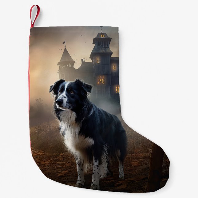 Petite Chaussette De Noël Border Collie Halloween Épouvantable (Devant)