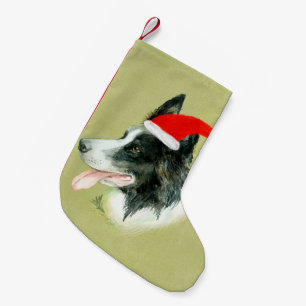 Petite Chaussette De Noël Bordure Collie Chien de Noël Santa Hat