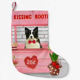 Petite Chaussette De Noël Bordure Collie Chien Saint Valentin Baiser Booth