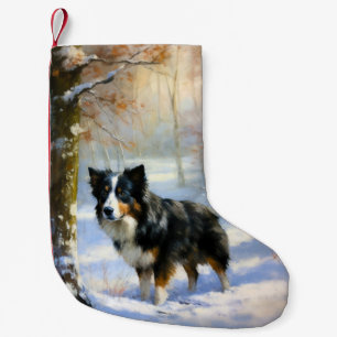 Petite Chaussette De Noël Bordure Collie Laisser neiger Noël