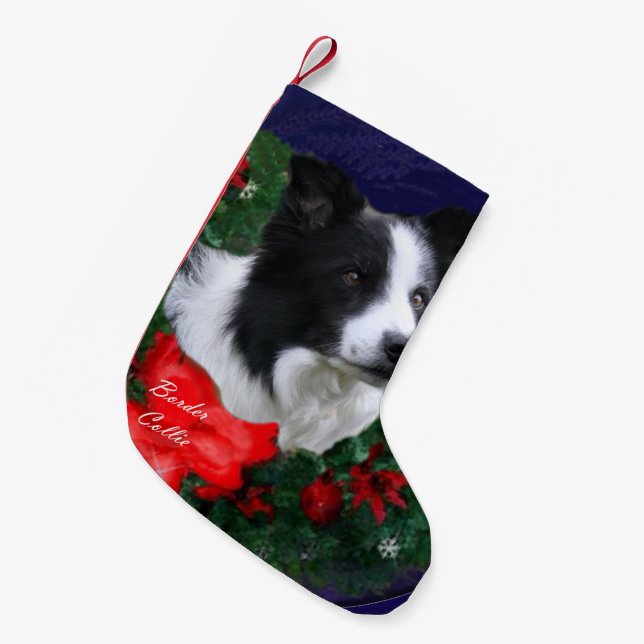 Petite Chaussette De Noël Bordure Collie Noël (Devant (Accrochage))