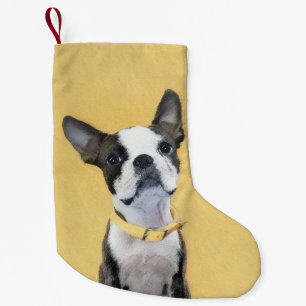 Petite Chaussette De Noël Boston Terrier Peinture - Cute Original Chien Art