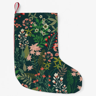 Petite Chaussette De Noël Botanique florale foncée sans Motif