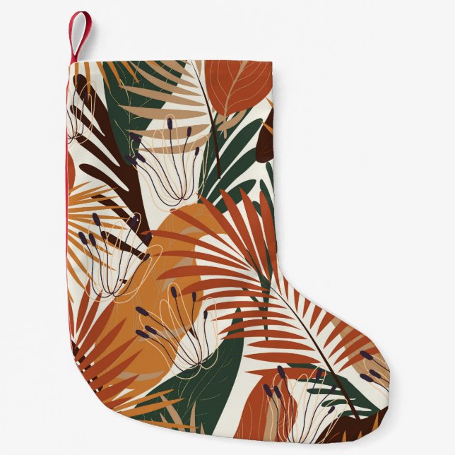 Petite Chaussette De Noël Botaniques Abstraites : Canvas Blanches (Devant)