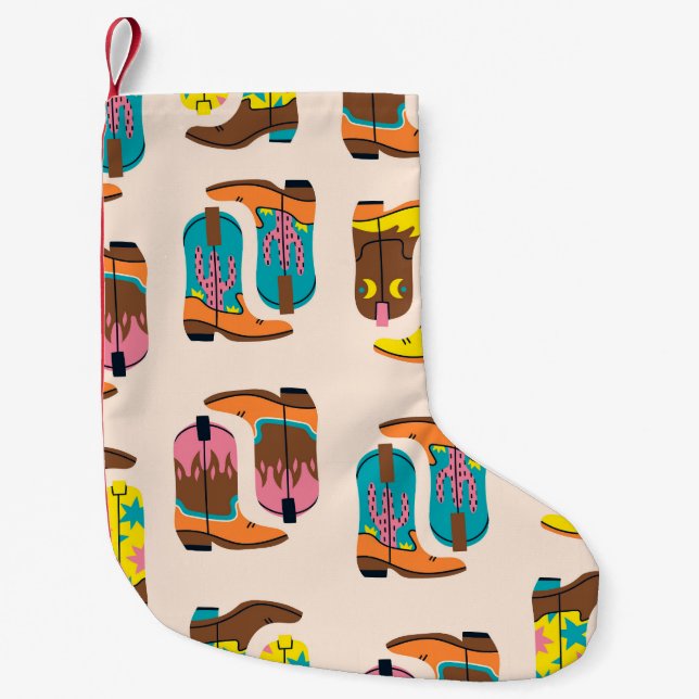 Petite Chaussette De Noël Bottes Wild West Cowboy : Motif de concept de mode (Devant)