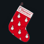 Petite Chaussette De Noël Bouchon De Neige Personnalisé<br><div class="desc">Cette réserve de Noël personnalisée présente le personnage Snowman de l'équipage de Noël.</div>