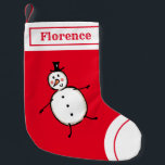 Petite Chaussette De Noël Bouchon De Neige Personnalisé<br><div class="desc">Cette réserve de Noël personnalisée présente le personnage Snowman de l'équipage de Noël.</div>