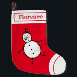 Petite Chaussette De Noël Bouchon De Neige Personnalisé<br><div class="desc">Cette réserve de Noël personnalisée présente le personnage Snowman de l'équipage de Noël.</div>