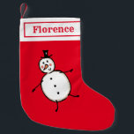 Petite Chaussette De Noël Bouchon De Neige Personnalisé<br><div class="desc">Cette réserve de Noël personnalisée présente le personnage Snowman de l'équipage de Noël.</div>