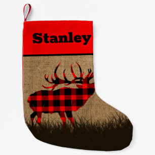 Petite Chaussette De Noël Bouillonnement de Noël de Bull Elk Plaid