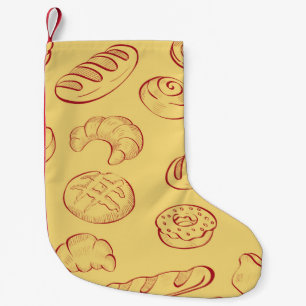 Petite Chaussette De Noël Boulangerie, croissant, nourriture vintage sans co