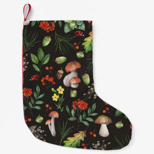 Petite Chaussette De Noël Bounty de la forêt : Aquarelle Motif de champignon