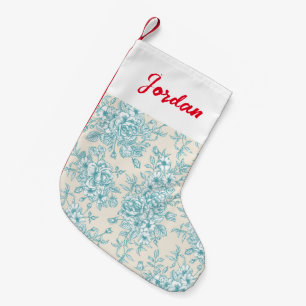 Petite Chaussette De Noël Bouquet Rose bleu Jardin Motif Floral
