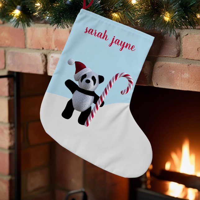 Petite Chaussette De Noël Boutique de Noël personnalisée Panda (Cute Panda Personalized Christmas Stocking with space for your name)