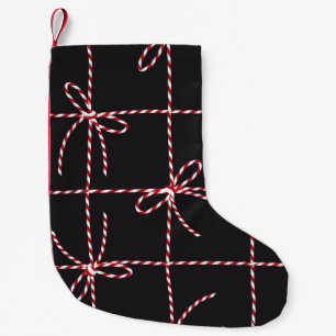 Petite Chaussette De Noël Bow en corde rouge blanche, ruban couleur Twine et