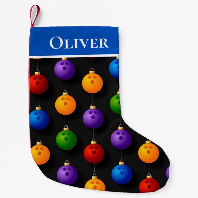 Petite Chaussette De Noël Bowling Tenpin Noël Décorations de Noël Nom (Devant)