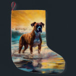 Petite Chaussette De Noël Boxer Beach Surfing Peinture<br><div class="desc">Plongez dans le monde ludique de l'aventure canine avec cette peinture captivante. Un chien en ébullition se rend aux vagues, chevauchant habilement le surf sur une plage baisée par le soleil. L'oeuvre d'art vibrante capte magnifiquement l'essence de l'excitation au bord de la plage tandis que le chien court sans crainte...</div>