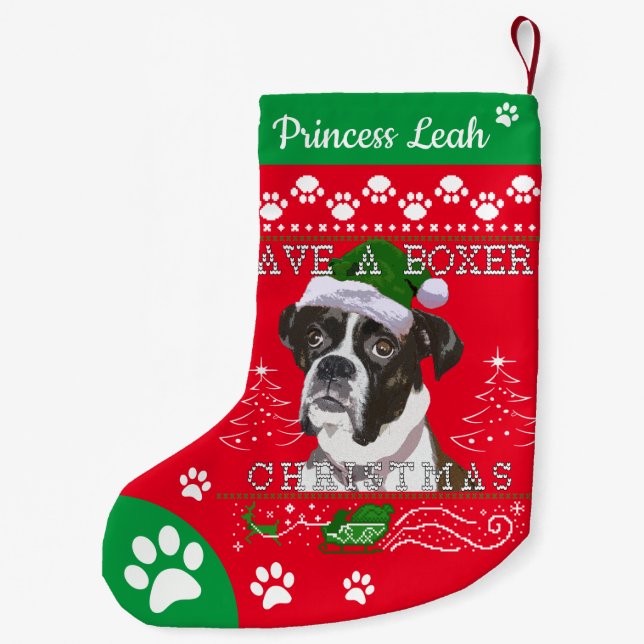 Petite Chaussette De Noël Boxer Christmas Stockings - Boxer Dog (Dos)