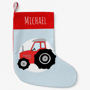 Petite Chaussette De Noël Boys Cute Red Tracteur Doodand Name
