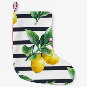 Petite Chaussette De Noël Branche de citron : lisière d'aquarelle d'agrumes