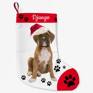 Petite Chaussette De Noël Brindle Boxer Dog, Père Noël Dog