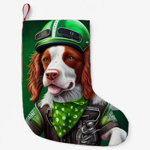 Petite Chaussette De Noël Brittany Spaniel conduite vélo St. Patrick's Day