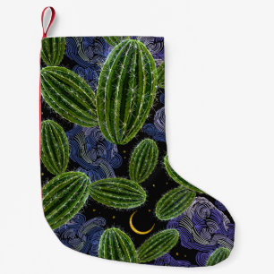 Petite Chaussette De Noël Broderie mexicaine : Cactus Night Seamless.