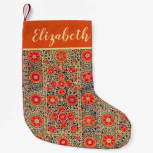 Petite Chaussette De Noël Broderie Vintage Boho personnalisée