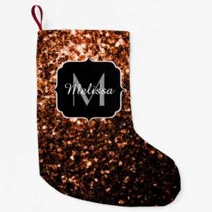 Petite Chaussette De Noël Bronze brun cuivre fausse parties scintillant scin