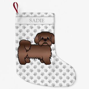 Petite Chaussette De Noël Brown de foie Chih Tzu Cute Cartoon Chien & Nom