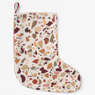Petite Chaussette De Noël Brown terrazzo : vintage, motif à la mode.