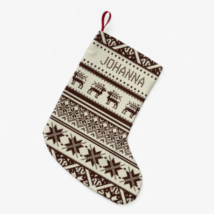 Petite Chaussette De Noël Brun et chandail laid beige de Noël - votre nom