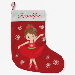 Petite Chaussette De Noël Brunette personnalisée Ballerina de Noël